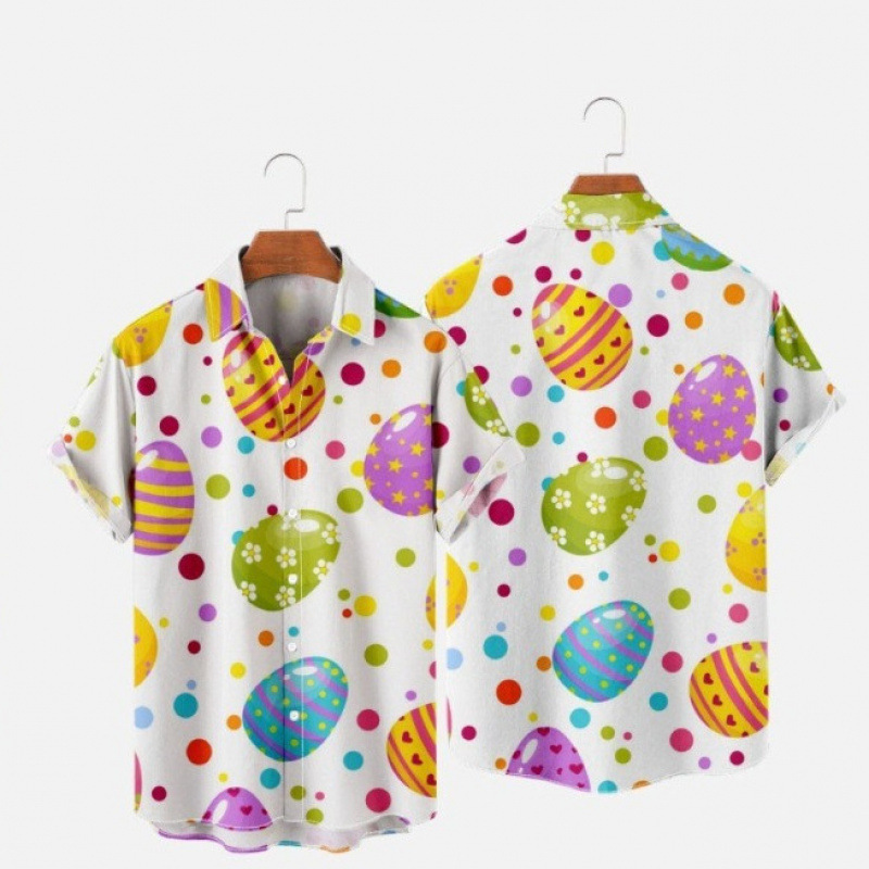 2024 New Hawaiian Easter 3D Printed Short-Sleeved Shirt Casual Breathable Summer Men's Shirt 2024 New Hawaiian Easter 3D Printed Short-Sleeved Shirt Casual Breathable Summer Men's Shirt