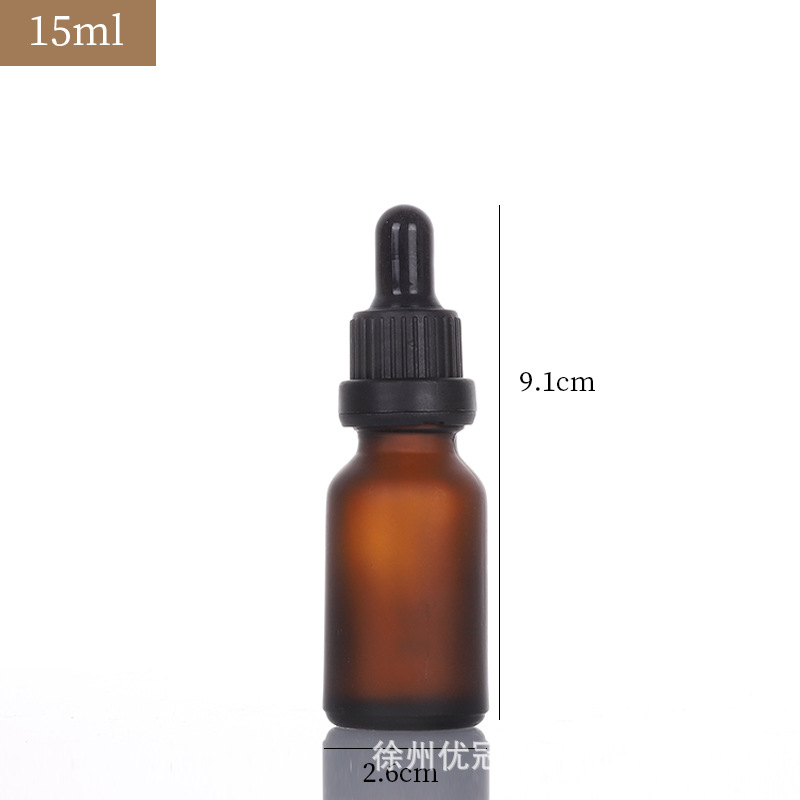 Botella de esencia cosmética portátil a prueba de luz marrón Botella de aceite esencial de vidrio esmerilado sellado cuentagotas