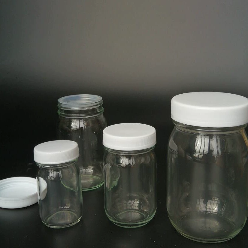 Япония широкая горловина белая крышка стеклянная бутылка, UM образец бутылки