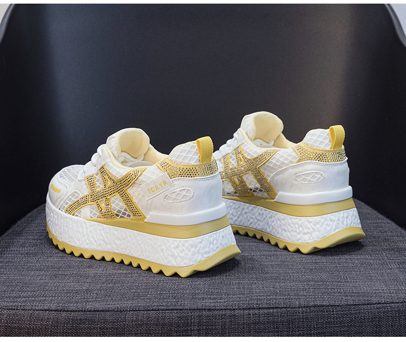 Giày sneaker nữ đế dày lưới thoáng khí phong cách thể thao — Xám 5073, Mơ 5073, Vàng 5073 chi tiết 21