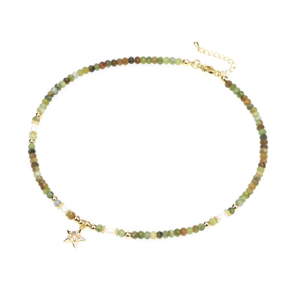 hip-hop astronaut star and moon diamond multi-layered copper gold-plated Cuban chain necklace