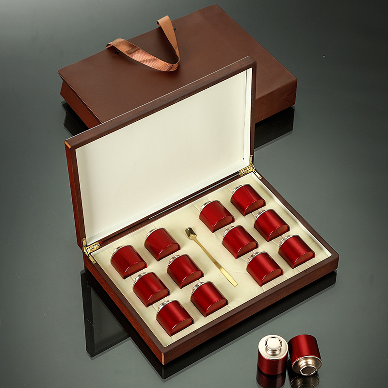 高档通用花梨木小罐装岩茶大红袍金骏眉肉桂普洱茶饼包装盒空盒子