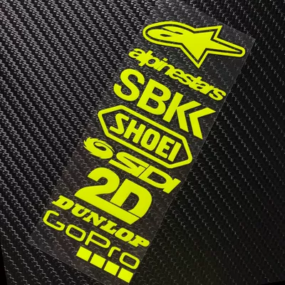 Stickers Helmet Modification Logo: Motorcycle wheel hub - type-d-fluorescent-yellow-any-two-pieces-add-20-off