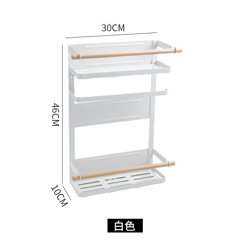 Household Wrought Iron Refrigerator Rack Magnetic Kitchen Rack Side Wall Multi-function Tissue Rack Refrigerator Multi-layer Storage Rack