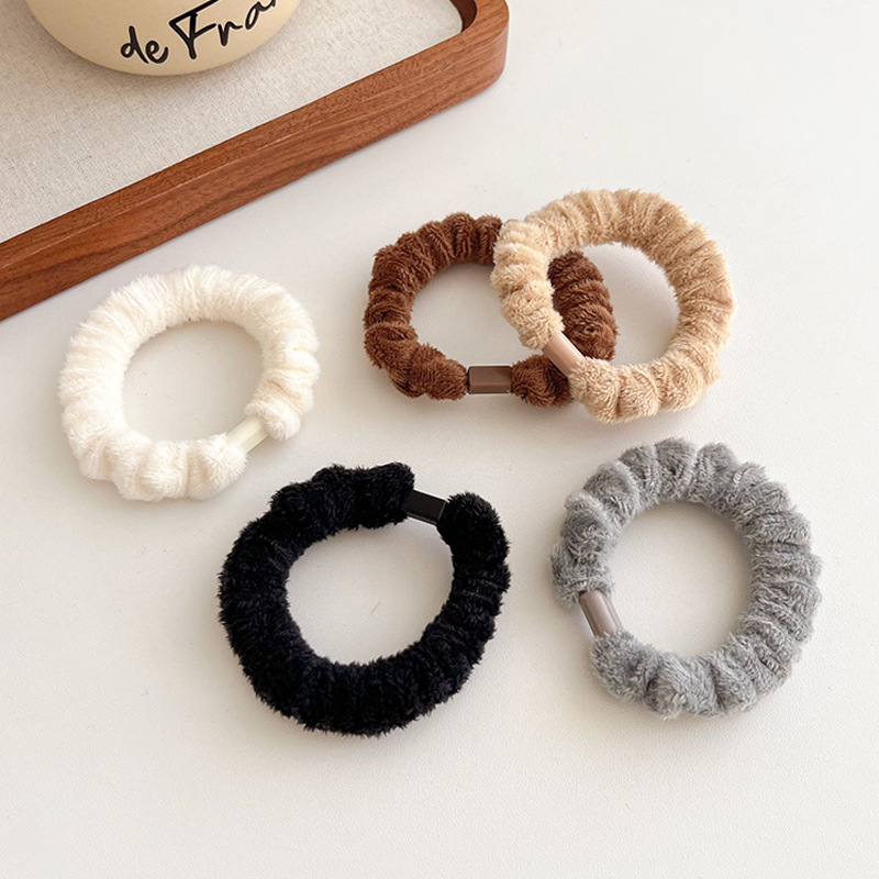 Otoño e Invierno anillo de intestino delgado elástico alto estilo coreano durable pelo no-daño felpa anillo de pelo simple Cola de Caballo cuerda de pelo cuerda de lazo de pelo femenino
