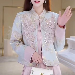 新中式国风妈妈秋装新款秋冬季外套中老年女宽松减龄短款夹克上衣|undefined