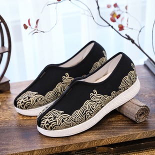 Men's shoes embroidered Korean cloth shoes Society embroidered flower bean bean shoes lazy people, flat flat bottom cloth shoes