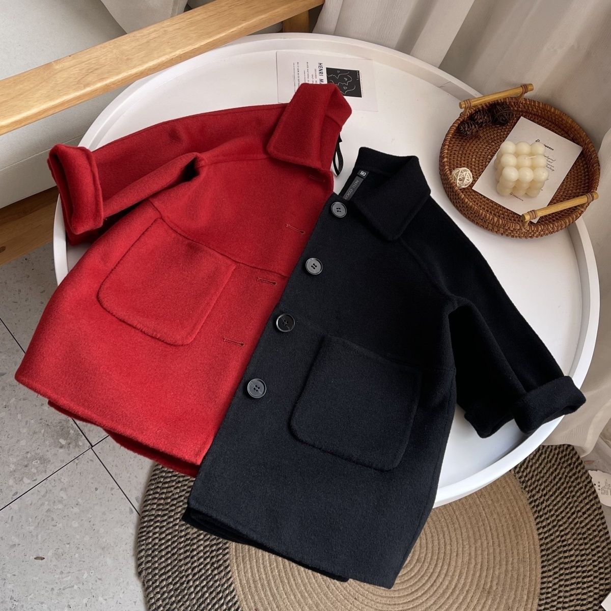 Girls' Double-Sided Cashmere Outwear 2024 Autumn and Winter New Kidsren's Clothing Woolen Outwear Mid-Length Kidsren's Outwear Western Style Cotton