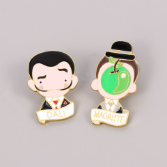 Cross-border bestseller cartoon Dali Magritte brooch metal badge individual artist pin anti-slip