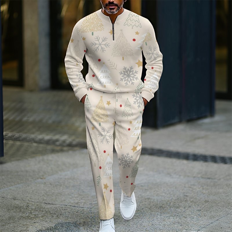 2025 New Cross-Border Export Men's Casual Suit Christmas Series Festive Atmosphere Dinner Long Two-Piece