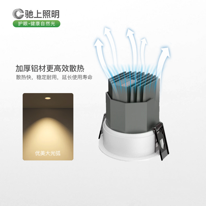 Full Spectrum Embedded Adjustable Angle LED Household Living Room Corridor Slim Frame Anti-Glare Trendy COB Floodlight