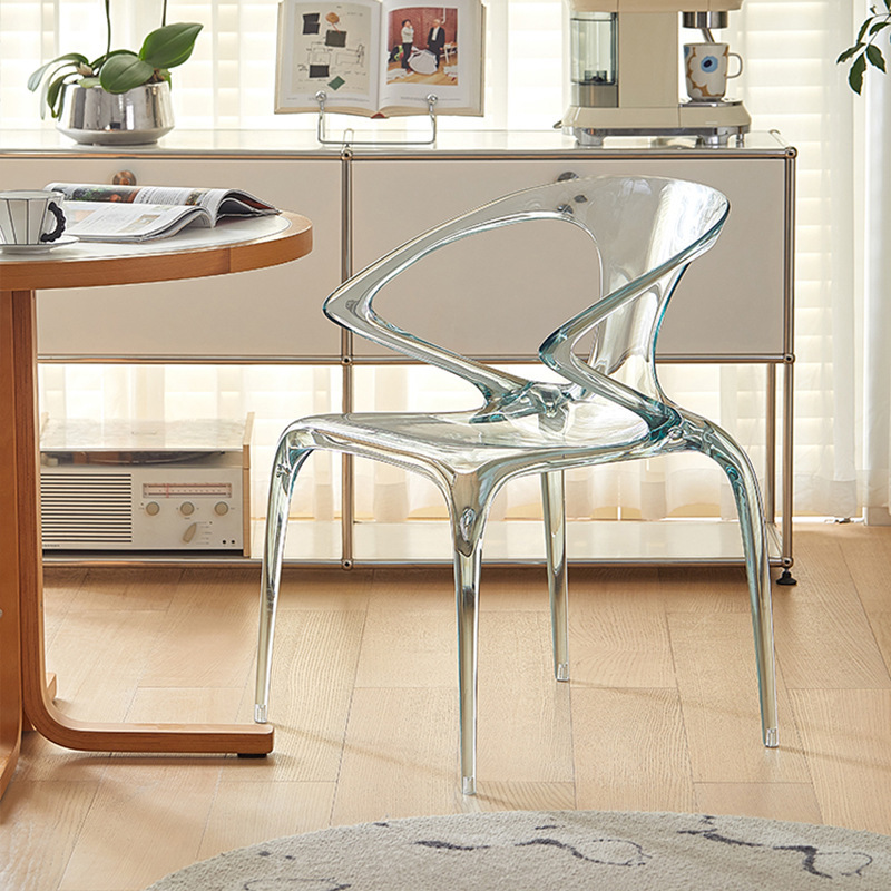 Scandinavian Acrylic Dining Chair Home with Armrests Transparent Designer Crystal Chair Ins Stool Plastic Leisure Chair