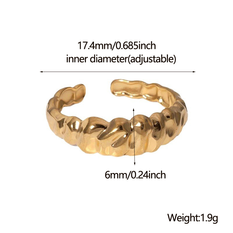 Acier Inoxydable 304 Plaqué Or 18K Élégant Rétro Placage Géométrique Feuille Forme De Cœur Anneau Ouvert display picture 4