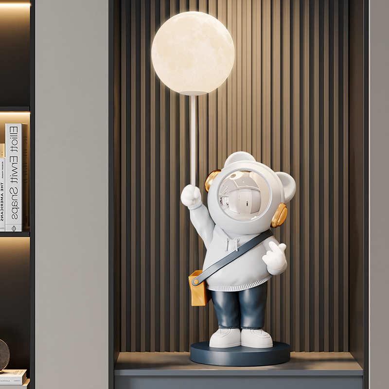 Astronaut Astronaut Moon Lamp Ornaments Entrance Living Room TV Cabinet Sofa Side Ornaments Cream Wind Internet Red Bear