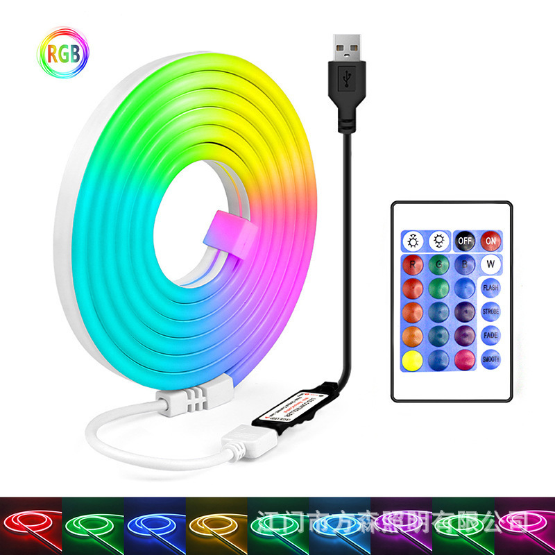 RGB ネオンストリップ LED 柔軟なシリコーンネオンストリップライトセット 24 キー制御ミニ Bluetooth APP 制御ライト|undefined