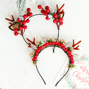 Cross Border in stock Christmas Hairband Love Princess Hair Accessories Elk Horn Headwear Hairpin Christmas Party Dress Up Supplies