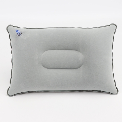 户外旅行便携充气枕  旅游露营植绒长方形充气枕头PVC午睡方型枕