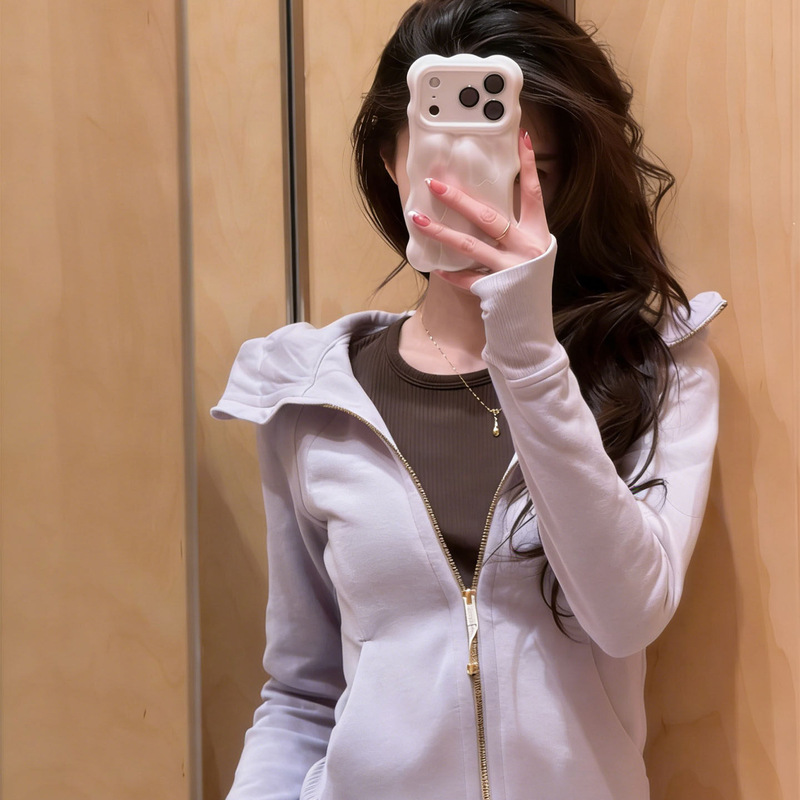 Customized Early Spring Slim-Fit Hooded Sweatshirt for Women 2026 New Style Beautiful Women's Yoga Wear Top Waist-Cinching Jacket Cardigan