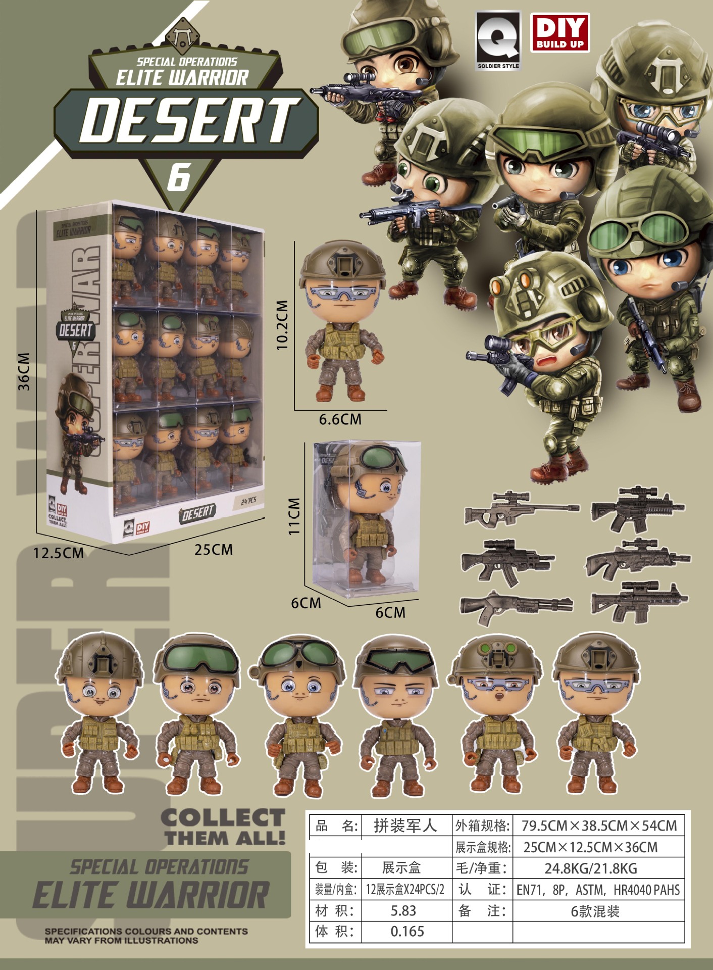 Niños transfronterizos hogar DIY ensamblaje muñeca militar muñeca interactiva padre-hijo muñeca decoración muñeca conjunto lote