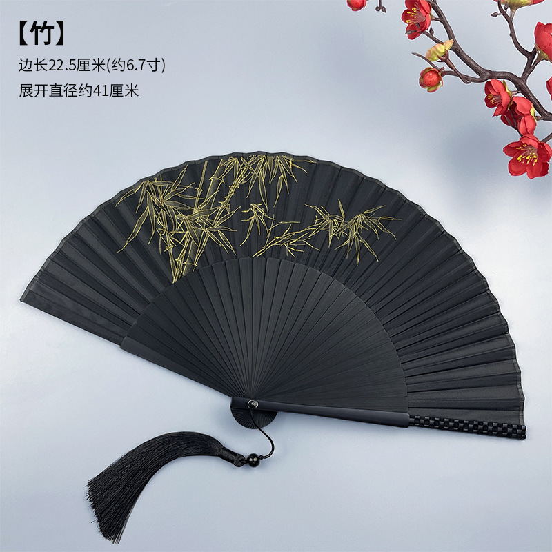 扇子夏天便携古风绿色折扇女式随身古典中国风汉服旗袍折叠小扇子|undefined