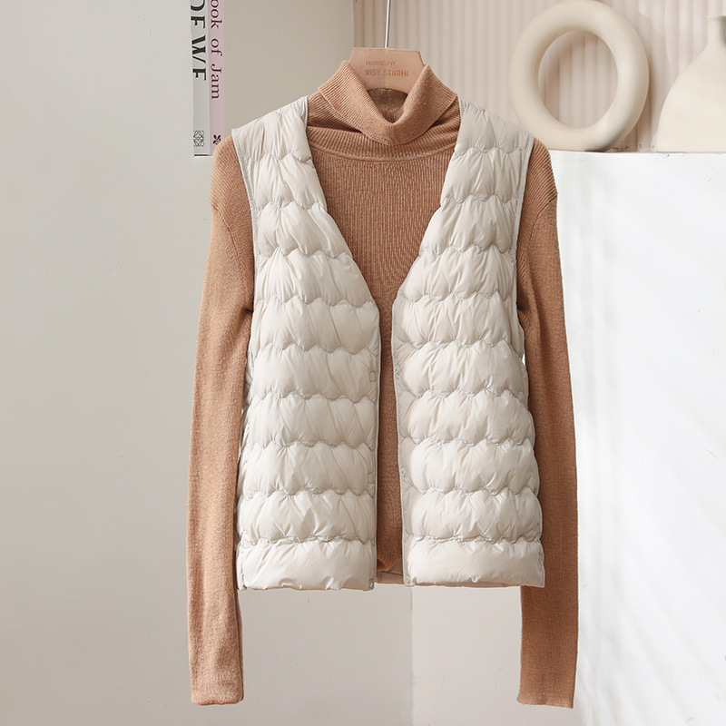 Cross-border White Duck Down Vest Women's 2024 Autumn and Winter New Light and Thin Down Vest Base Sleeveless Waistcoat Vest