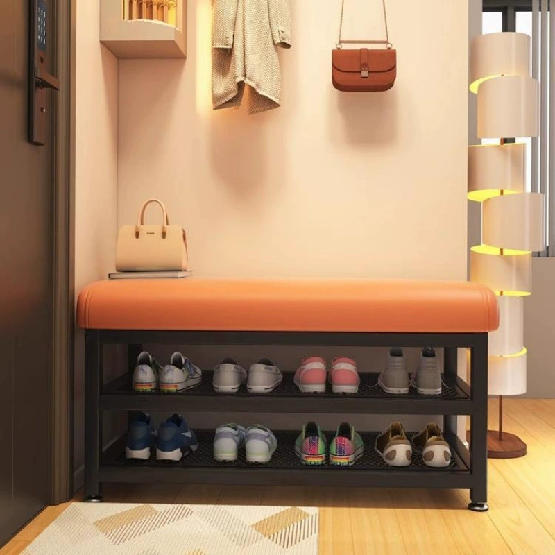 Скамейка для переобувания для прихожей, для домашнего использования, можно сидеть на ней, мягкая сумка для хранения обуви, встроенная трехслойная скамейка для хранения в прихожей из железа.