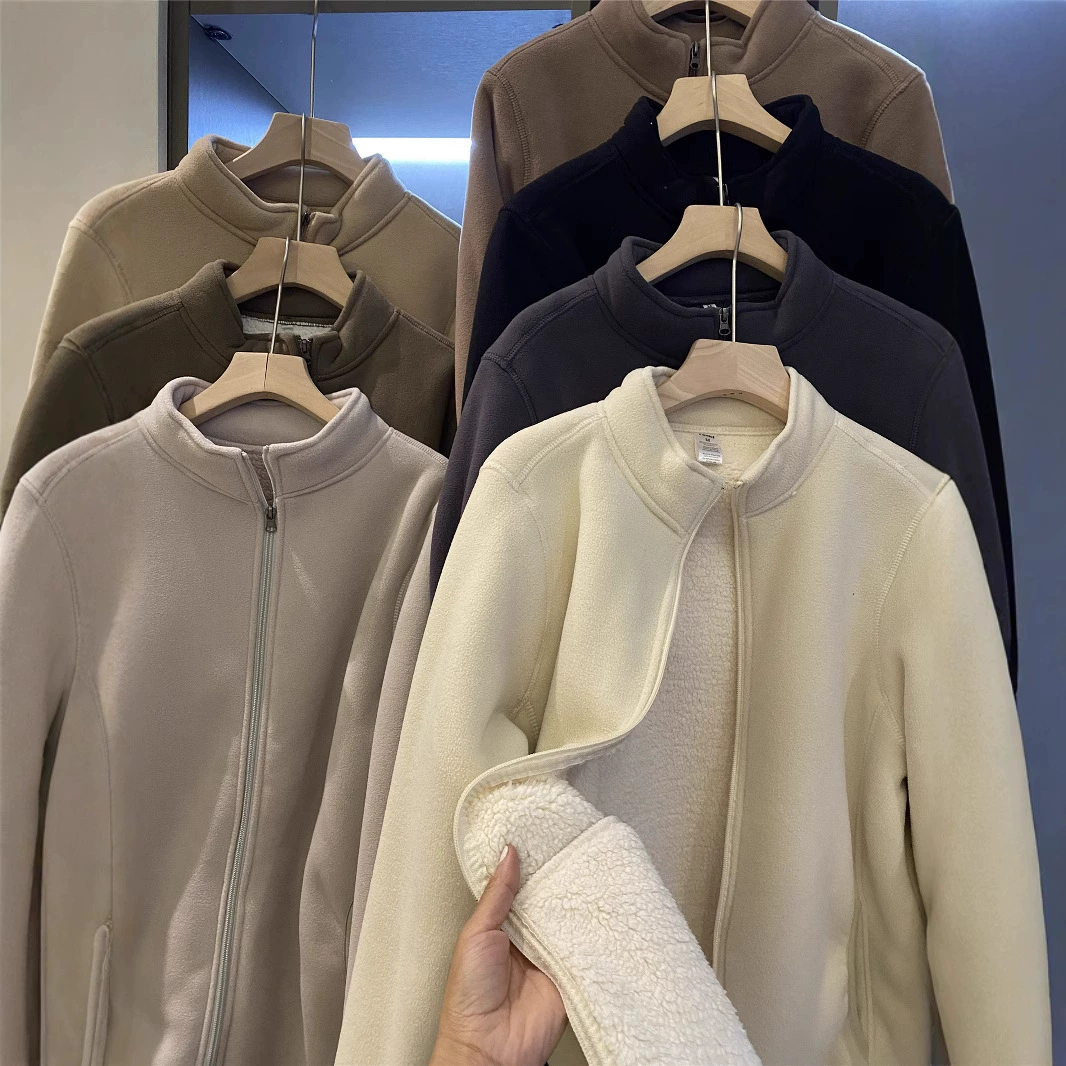 Ежедневный заказ! 2025 новая осенне-зимняя куртка в парном стиле, двухслойная композитная теплая кашемировая куртка с воротником-стойкой из полярного флиса