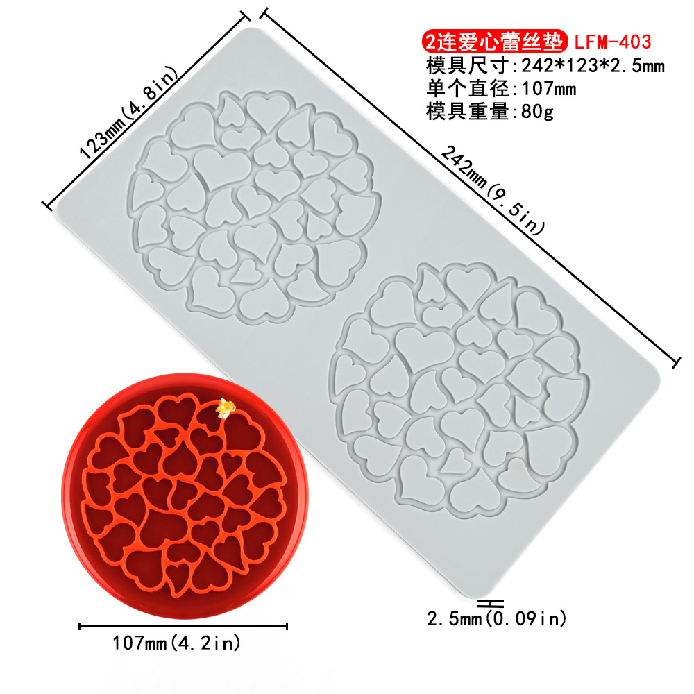 Amor hoja encaje flor lado molde fondant silicona pad cake encaje decoración borde molde silicona fondant molde para hornear