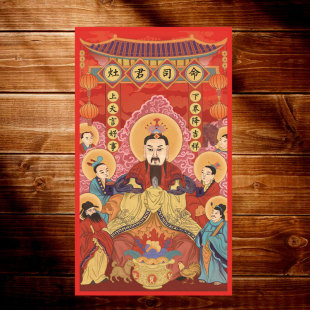 Kitchen God Kitchen Lord Si Shing Dong Chef Si Shing Shan Tang Kitchen God Self-adhesive Sticker Head of the Family Retro Statue Kitchen