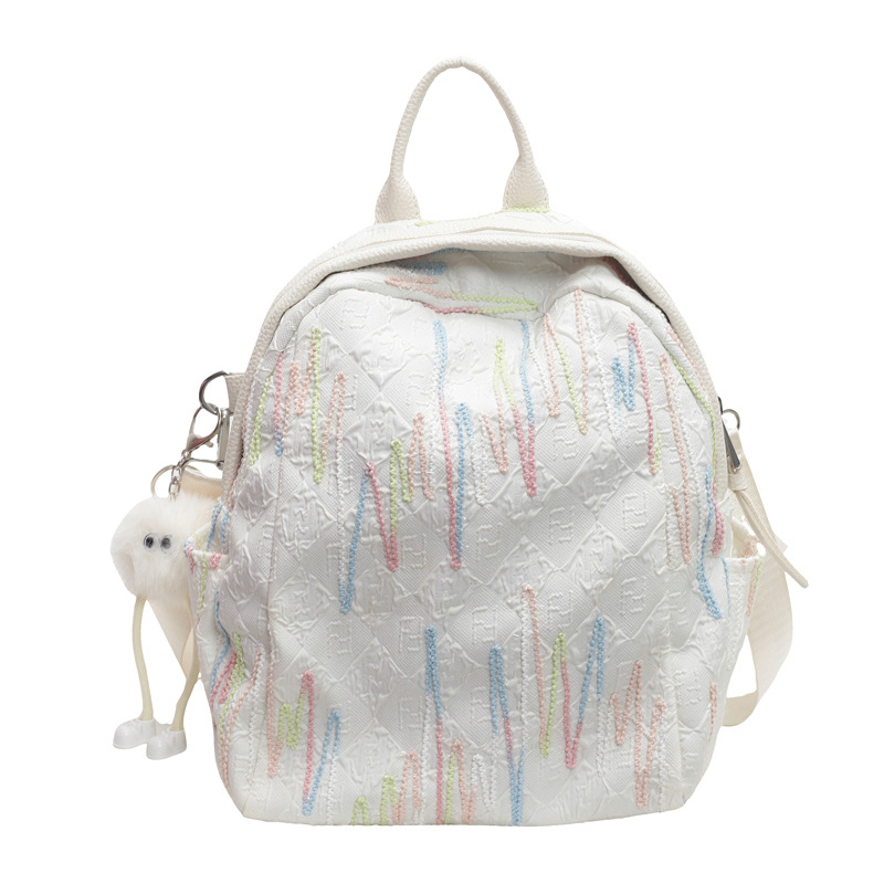 Mochila de nailon para mujer 2024 nueva mochila pequeña de color de contraste de moda salvaje mochila de viaje ligero al por mayor