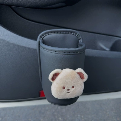 Car Water Cup Holder, Co-Pilot Fixed Storage, Car Cup Holder, Car Door Side Car Drink Holder (Car cup holder/beverage holder) - plush-bear-black-storage-bucket-ready-for-delivery