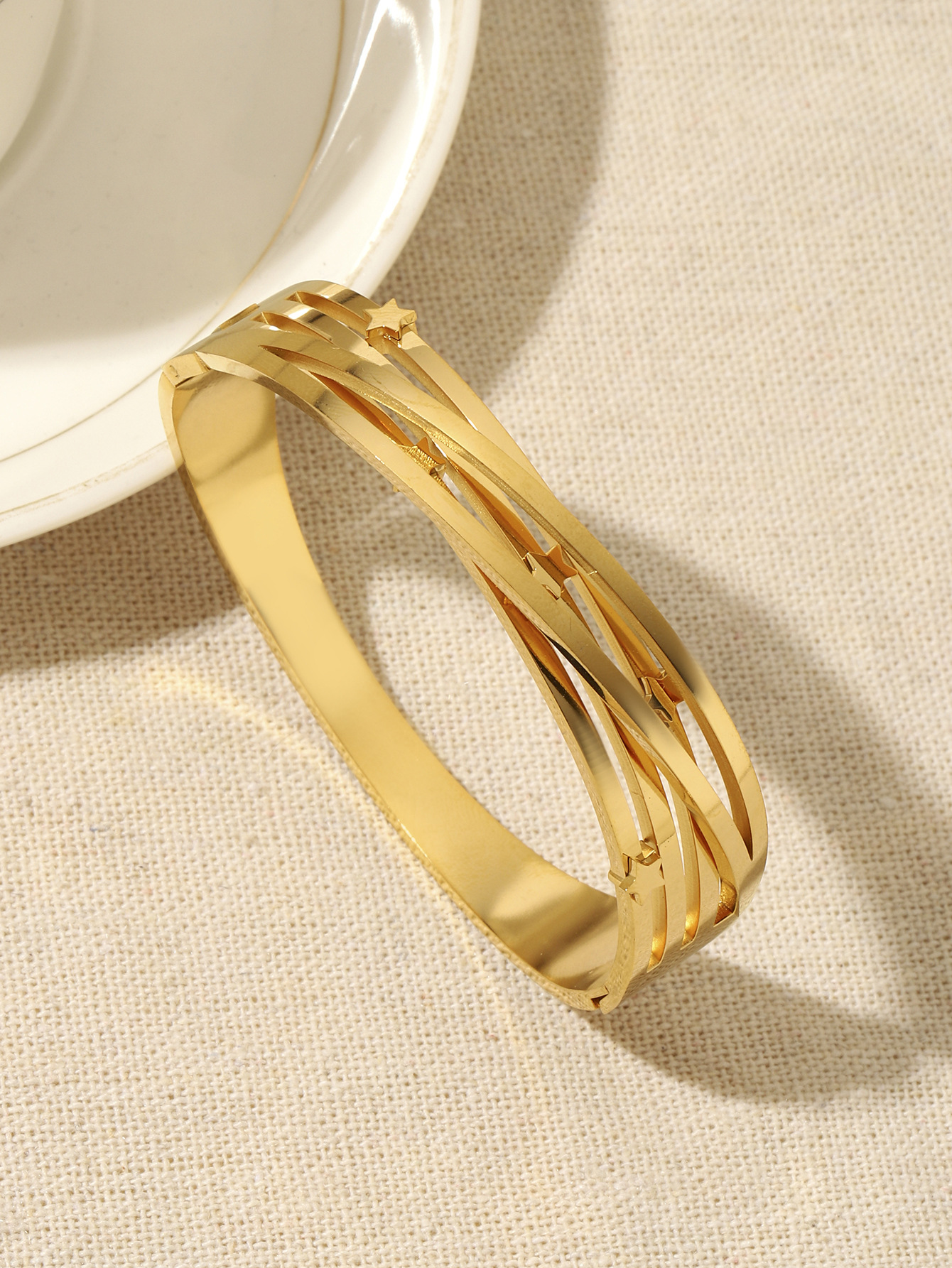 Bracelet en acier inoxydable à vendre, design de niche, bracelet double couche en croix pour fille, bracelet étoile à cinq branches_voghion.com