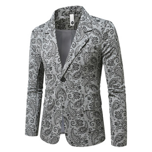 2025 Autumn New Men's Casual Fashion Trendy Colorful Suit Men's Jacquard Suit Casual Long Sleeve