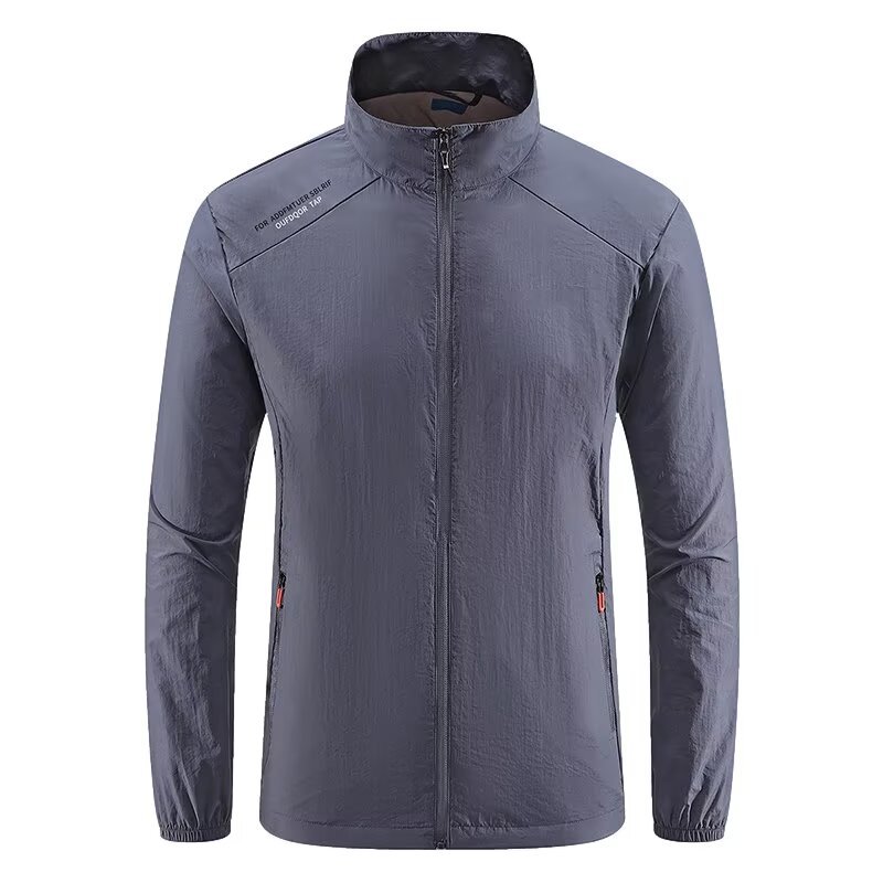 Stand-Up Collar Sun Protection Clothing for Men in Summer, Light, Cool and Breathable Outdoor Sports Ice Silk Sun Protection Clothing Fishing Jacket