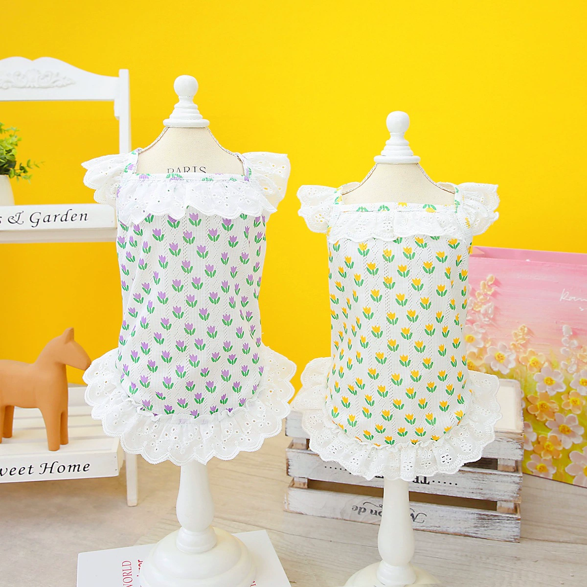 Одежда для домашних животных Слинг Юбка принцессы для собак Одежда для домашних собак Весна и лето Новый слинг для тюльпанов 23