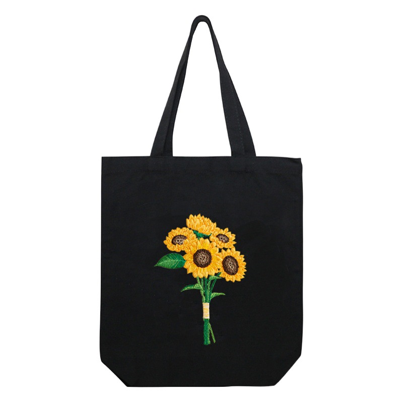 Suministro transfronterizo bordado DIY bolsa de lona Lu bordado hecho a mano bolsa de hombro bordado tridimensional inglés bolsa de lona