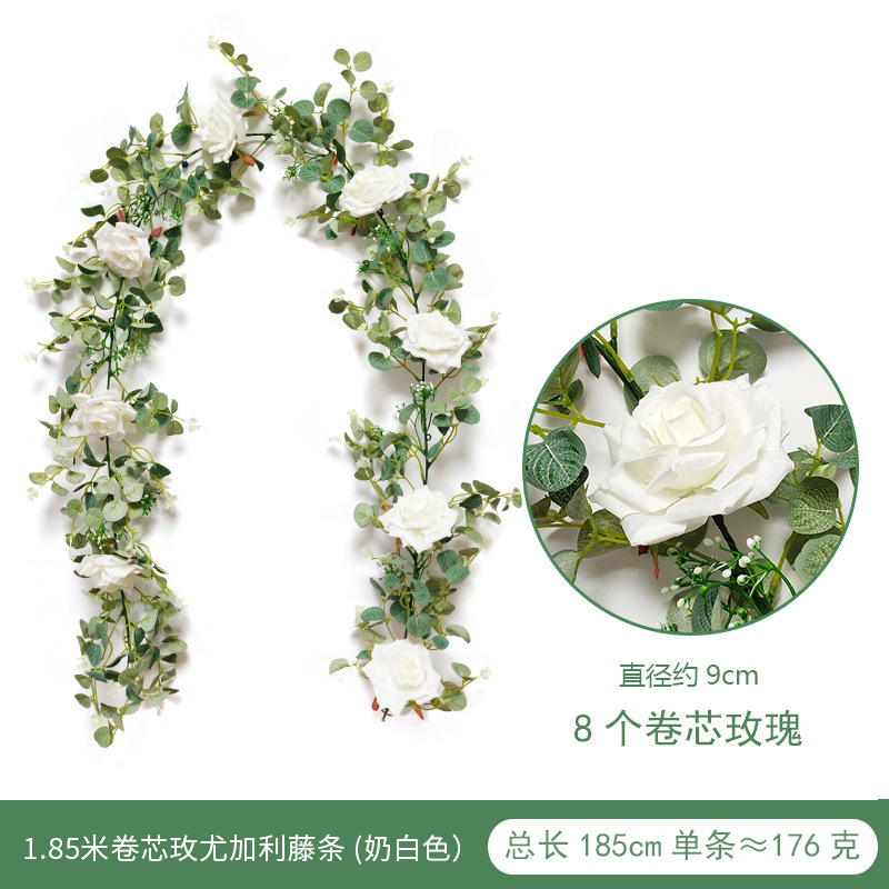 Amazon eucalipto Rose vid boda decoración del hogar artificial peonía Camelia dinero hoja flor artificial vid