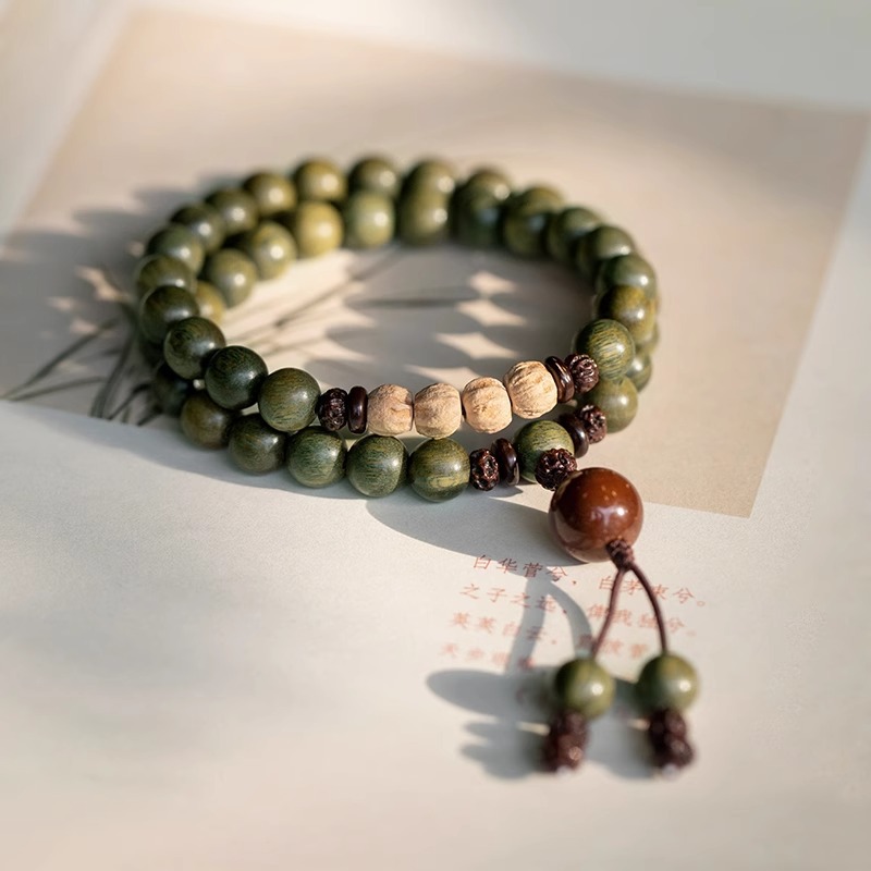 【8mm】Green Sandalwood Passion Seed Double Circle