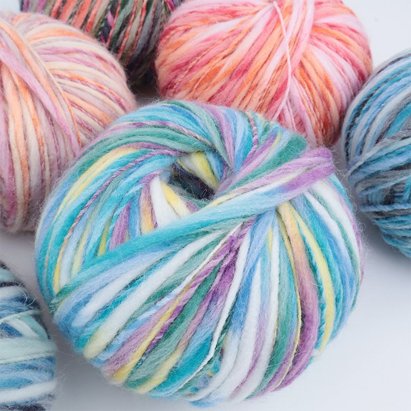 Cross-Border Hot-Selling New Product Iceland Pot Belly Yarn Worsted Autumn and Winter Hand-Knitted Section Dyed Wool Gradient Medium Thick Handmade Thickness