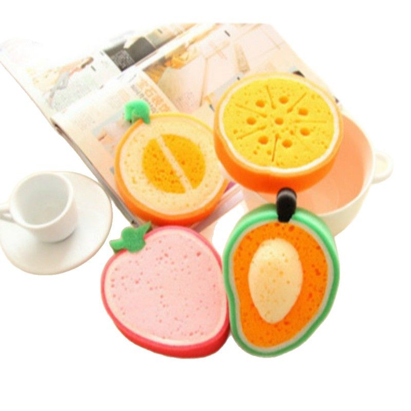 Nueva fruta en forma de esponja engrosada paño de limpieza para lavar platos paño de limpieza de descontaminación paño de limpieza magia fábrica al por mayor en stock