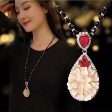 韩版秋冬毛衣链时尚优雅水晶长款项链女高级感简约大气吊坠配饰