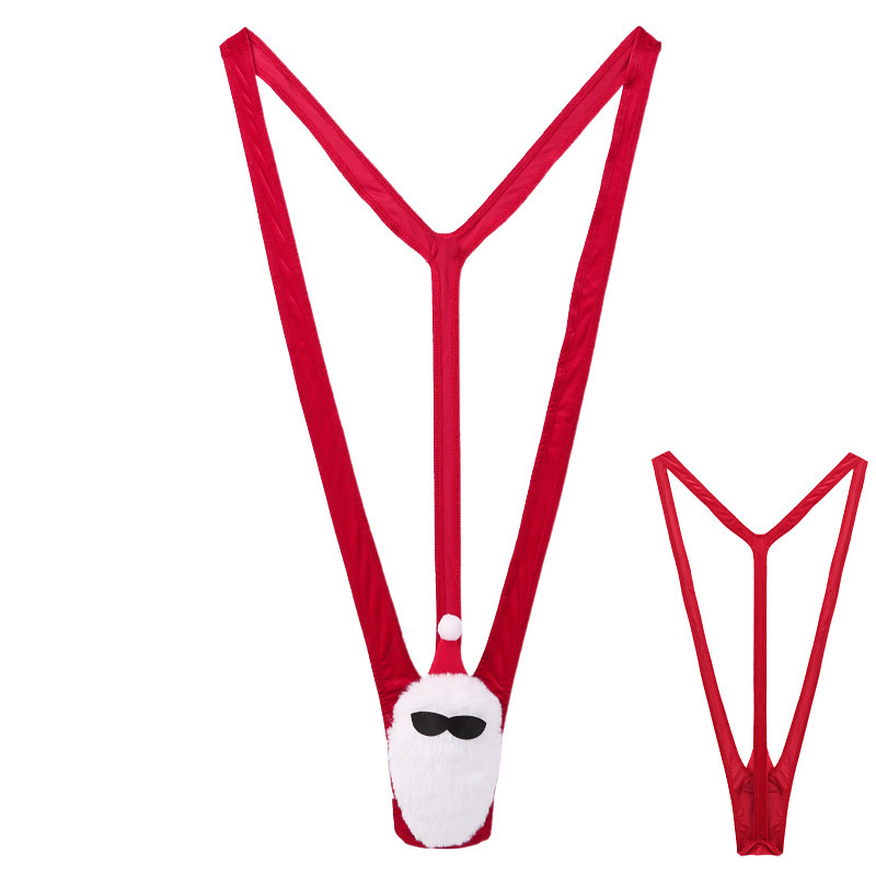 Dropshipping Intimates Export European and American New Sexy Deep V Santa Claus Suspender Jumpsuit Elastic Jumpsuit Halloween