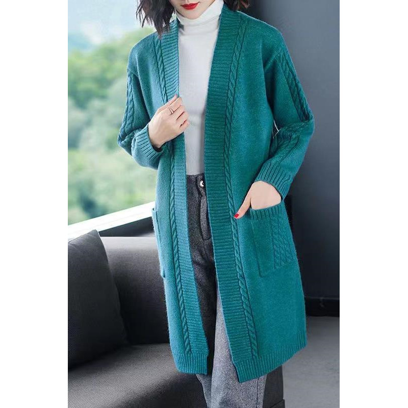 特大码胖mm开衫中长款毛衣外套女秋冬妈妈装宽松百搭加肥款针织衫