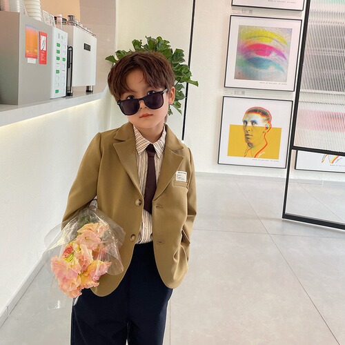 Tongchenchenma boys autumn suit children's college style blazer middle child handsome shirt fashionable three-piece set