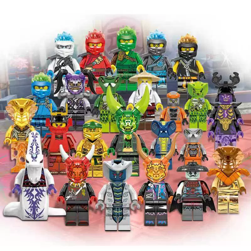 Набор минифигур Construction (LEGO) — 56 золотых и тематических минифигур с мотоциклом и 7-слойной витриной
