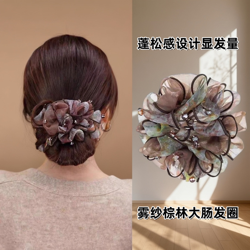 Vintage Light Luxury New Style Matte Brown Hair Tie for Women, Enhances Hair Volume, Fluffy Hair Accessory Vintage Light Luxury New Style Matte Brown Hair Tie for Women, Enhances Hair Volume, Fluffy Hair Accessory