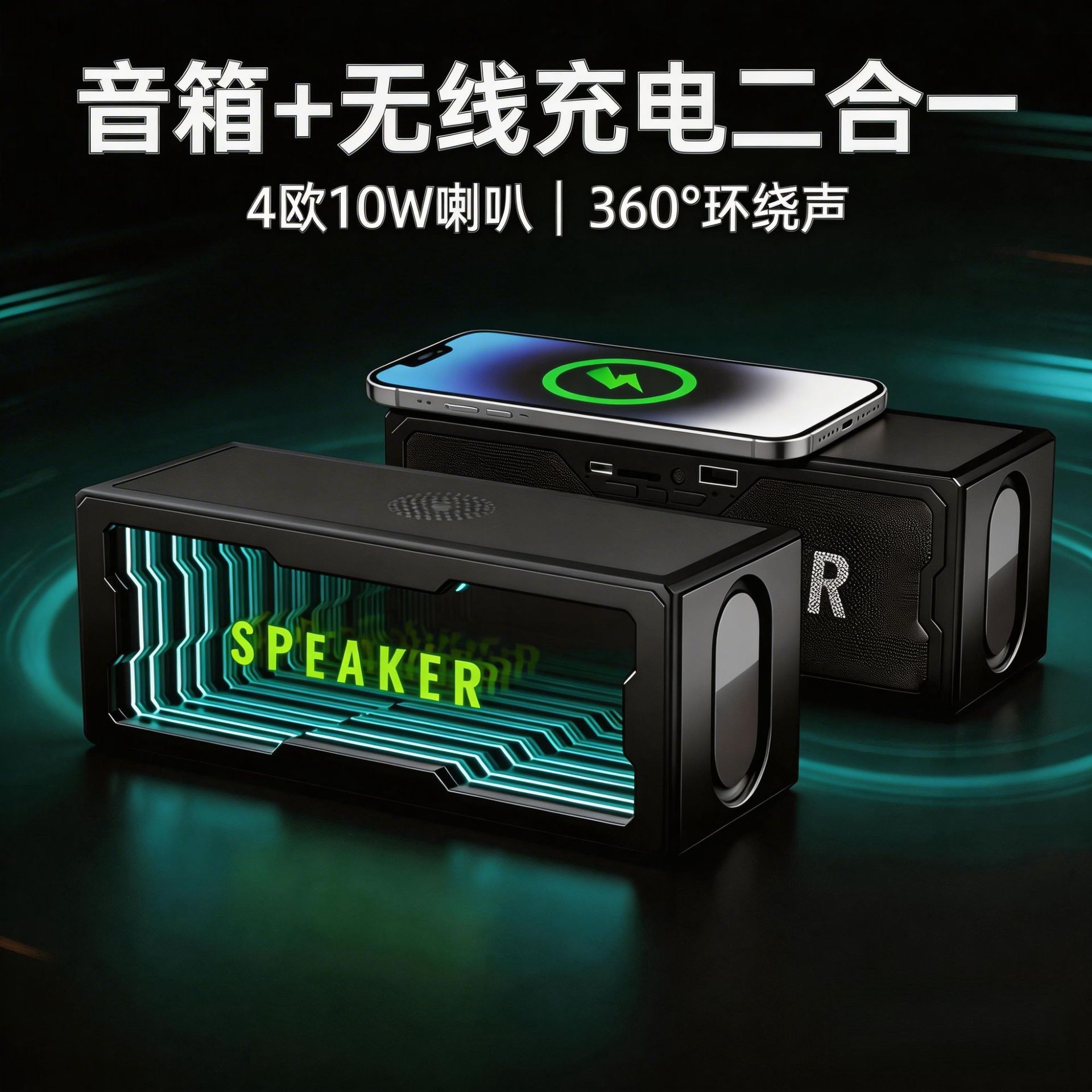 新款S06私模无线蓝牙音箱多功能可无线充电插卡家用户外桌面室内