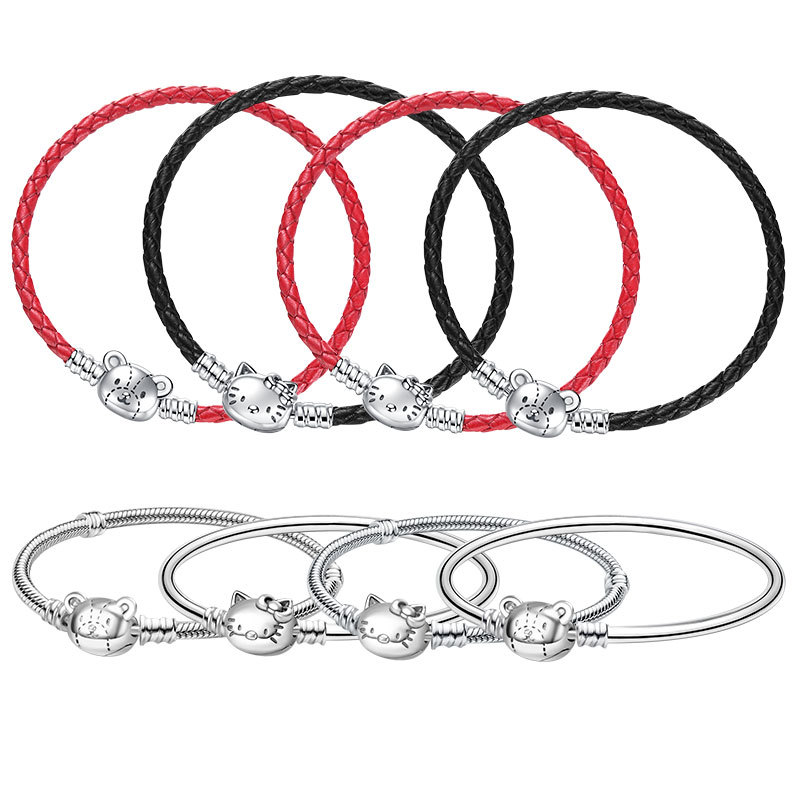 Pulsera de plata 925 con diseño de gato KT de Panjiapeng, estilo coreano, accesorios de joyería con diseño de oso vietnamita para mujer