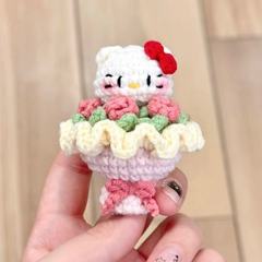 ウールかわいい手編み diy 材料バッグ人形自家製ギフトキーホルダー KT 小さな花束かぎ針編みペンダント