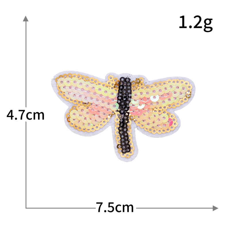 高品質スパンコール刺繍蝶と花コンピュータ刺繍蝶とトンボ刺繍布ステッカー衣類アクセサリー装飾パッチステッカー|undefined